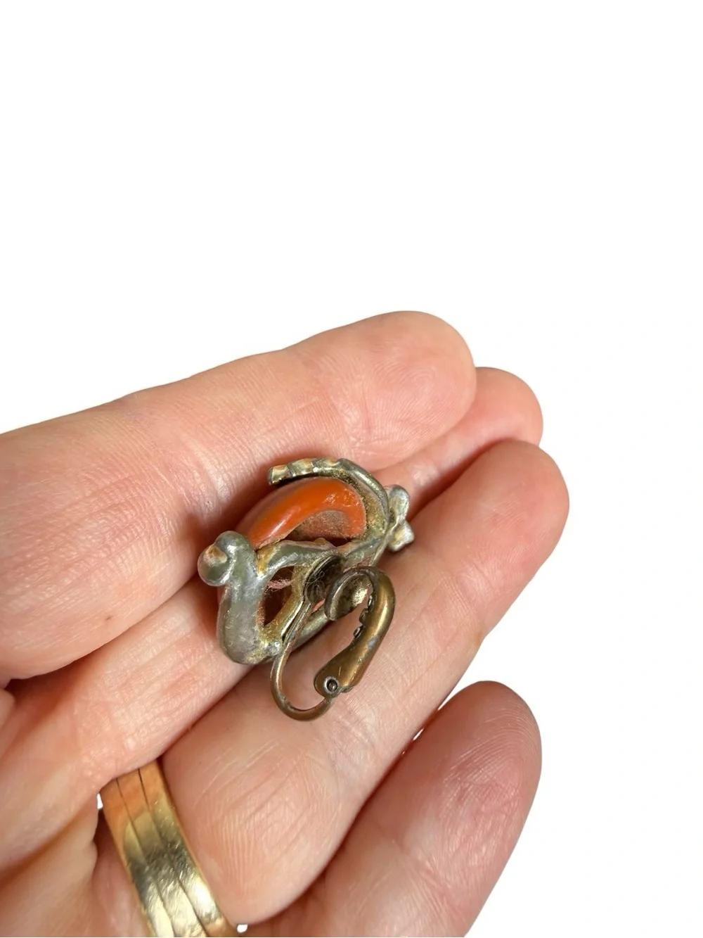 Vintage Orange Stone Clip Earrings